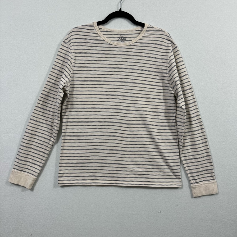 J. CREW Blue and White Striped Long Sleeve Shirt Size Medium